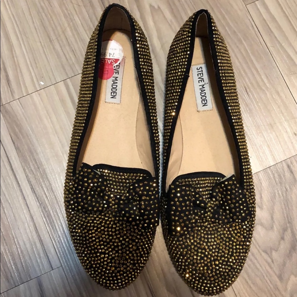 Steve Madden Bedazzled Flats with Bow Detail